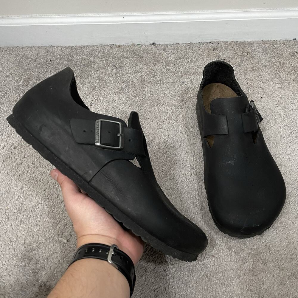 Birkenstock London Clog Black Nubuck Leather EU 45 Regular Width Men’s US 12